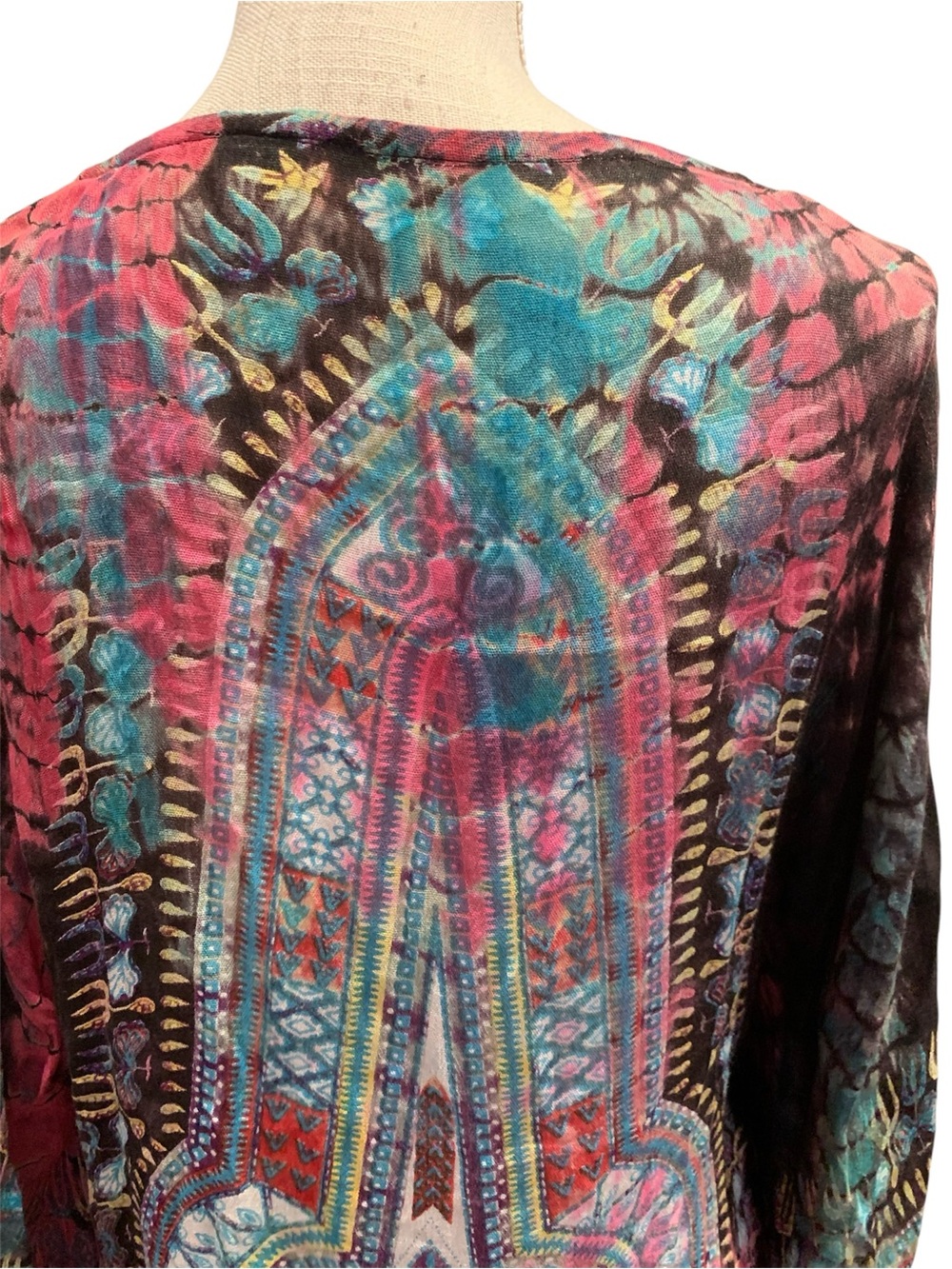 VIBRANT TRIBAL-INSPIRED KAFTAN/COVER UP. EXCELLENT CONDITION! - Picture 3 of 6